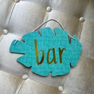 BRAND NEW  GREEN PALM LEAF BAR HANGING SIGN